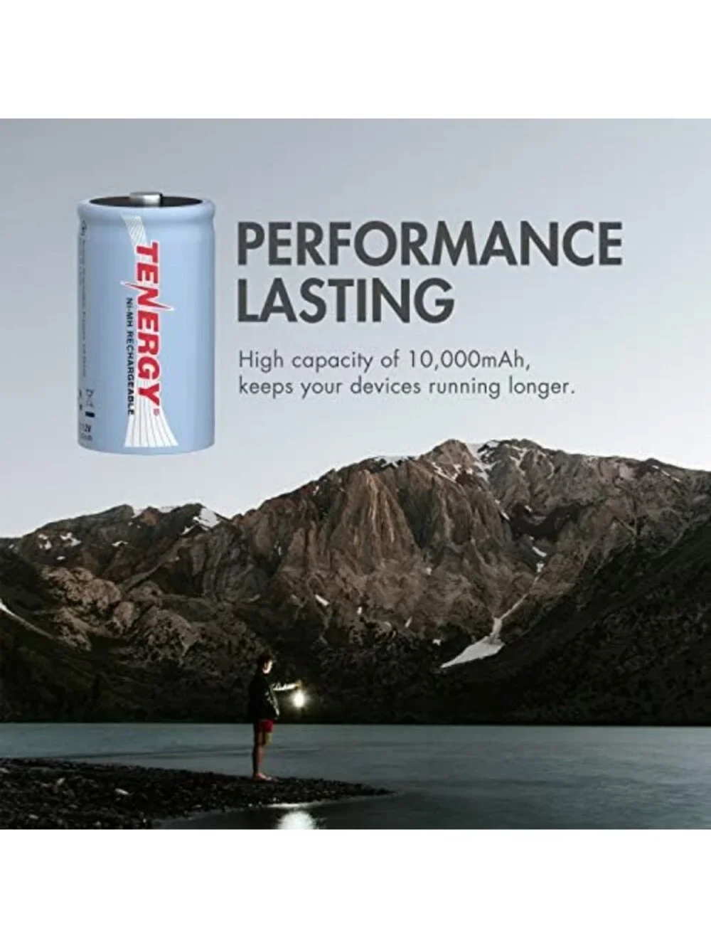 Universal LCD Battery Charger with 8 D Size 10000mAh NiMH Rechargeable Batteries